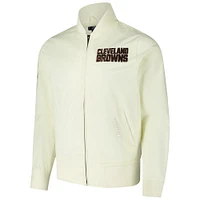 Men's Pro Standard Cream Cleveland Browns Triple Tonal Full-Zip Twill Jacket