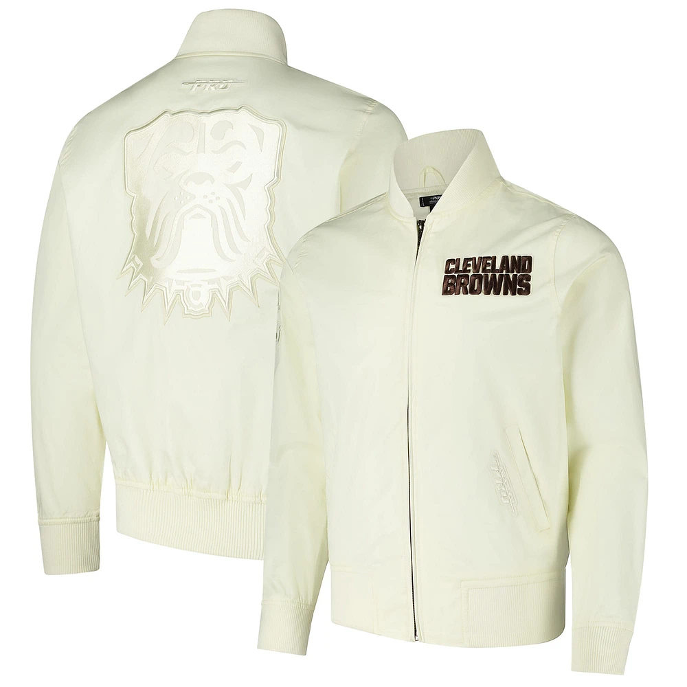 Veste en sergé à glissière complète triple ton sur Pro Standard Cream Cleveland Browns pour homme