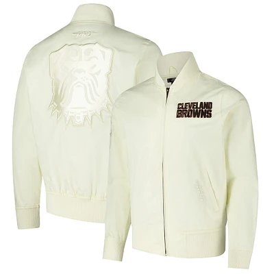 Men's Pro Standard Cream Cleveland Browns Triple Tonal Full-Zip Twill Jacket