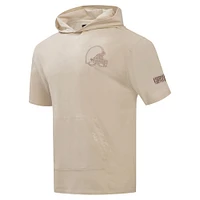 Men's Pro Standard Tan Cleveland Browns Neutrals Capsule Short Sleeve Pullover Hoodie