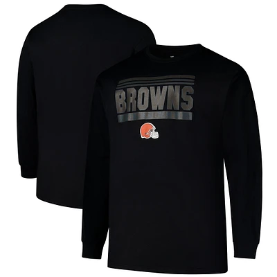 T-shirt à manches longues Pop Big & Tall pour homme avec profil noir des Cleveland Browns