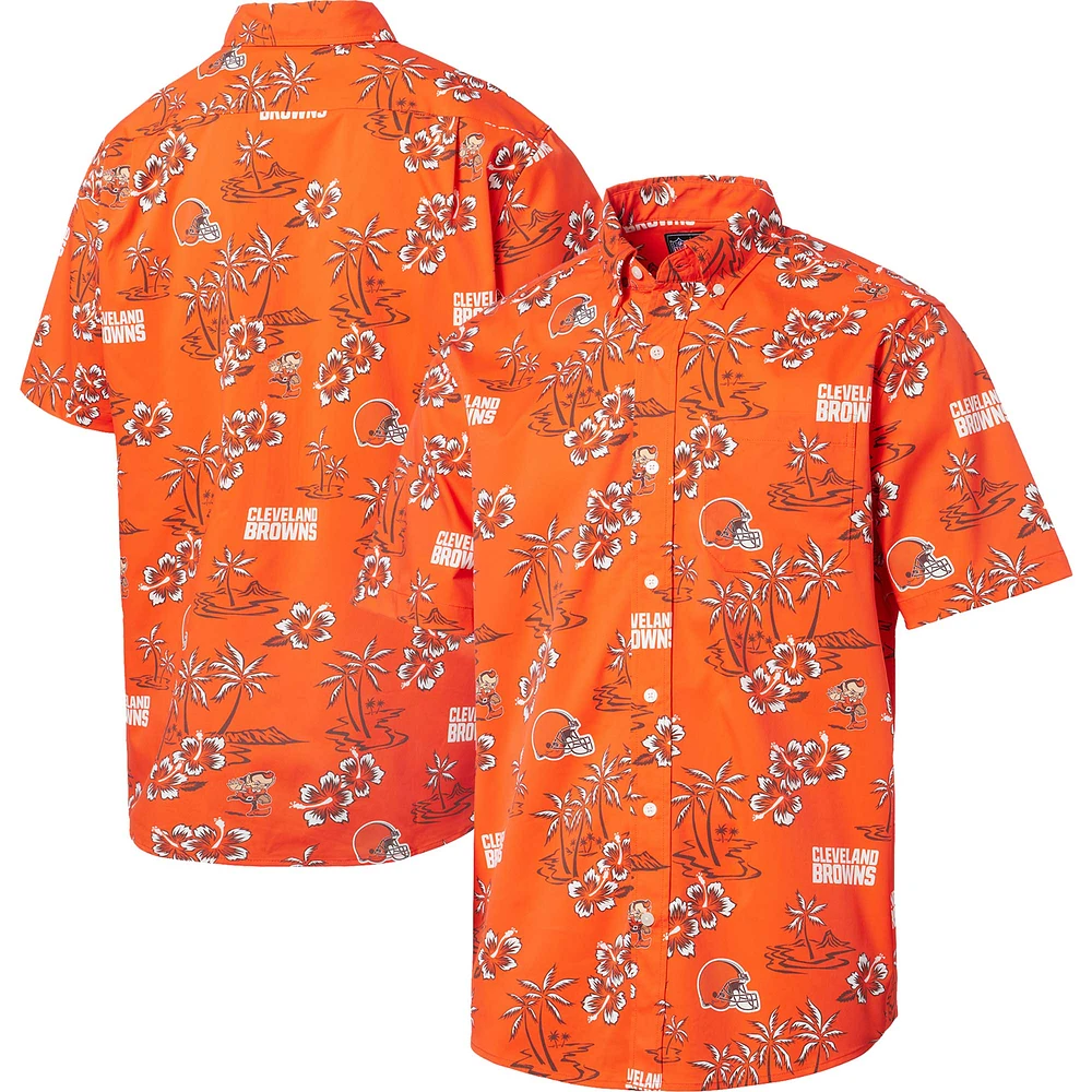 Chemise boutonnée orange Kekai pour homme Reyn Spooner des Cleveland Browns