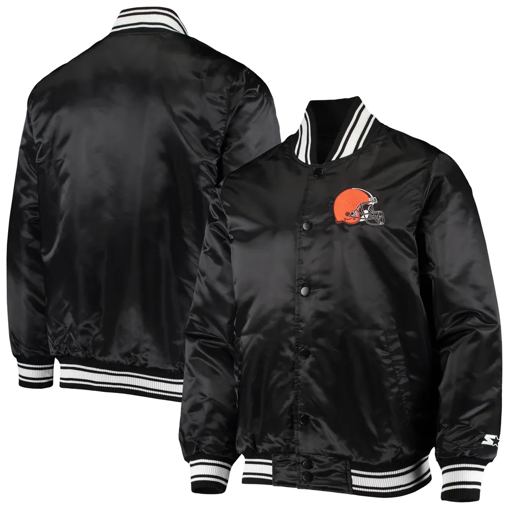 Men's Starter Black Pittsburgh Steelers The Pick and Roll Full-Snap Jacket Size: Medium