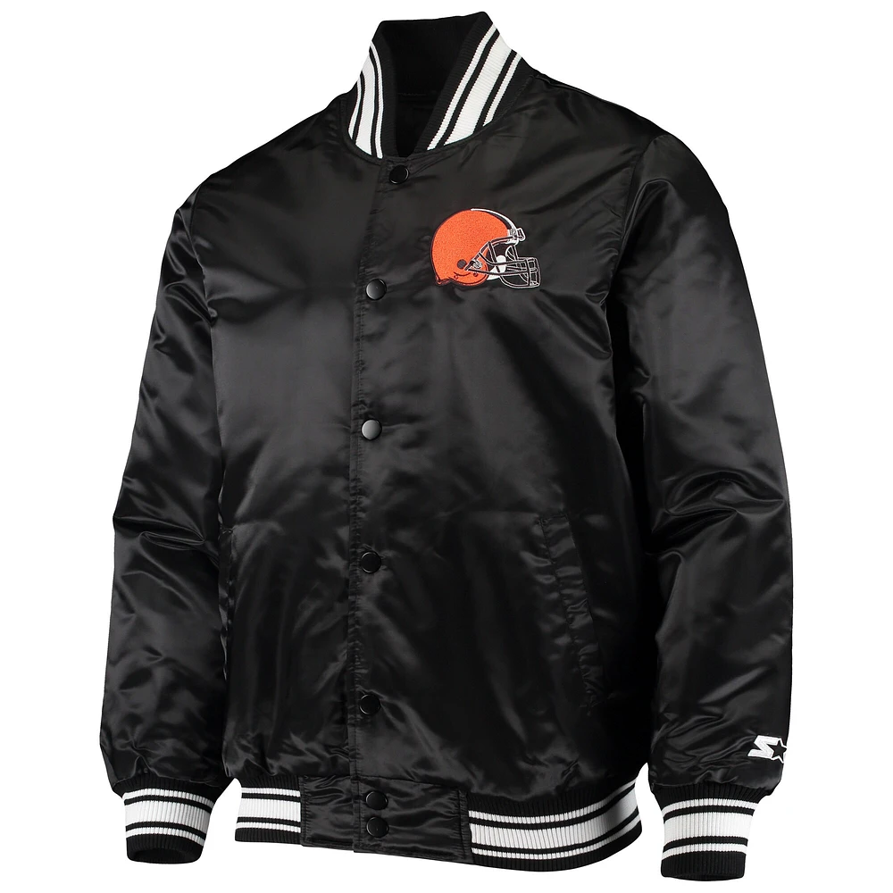 Veste à boutons-pression intégrale en satin pour hommes Starter Cleveland Browns des