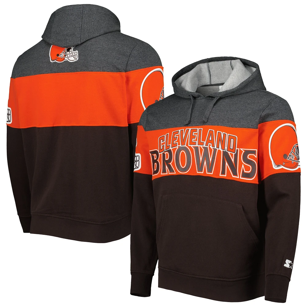 Sweat à capuche pour hommes Starter Brown/Heather Charcoal Cleveland Browns Extreme