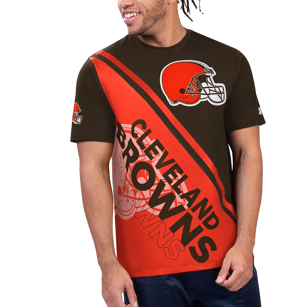 T-shirt graphique Starter Brown/Orange Cleveland Browns Finish Line Extreme pour hommes