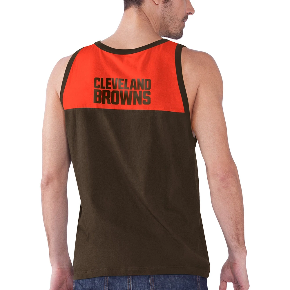 Starter Brown/Orange Cleveland Browns Touchdown Fashion pour homme - Débardeur