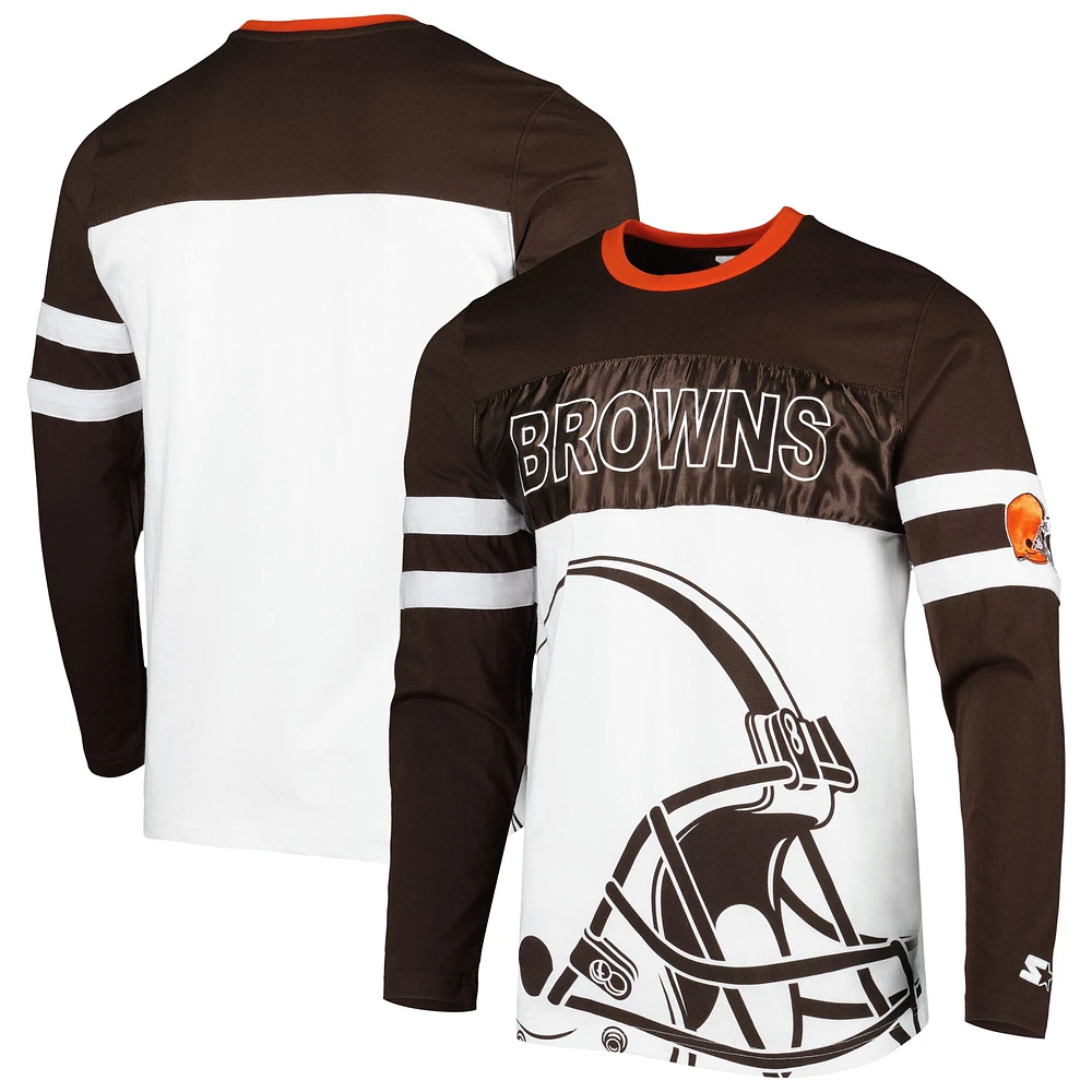 T-shirt à manches longues pour homme Starter Brown/White Cleveland Browns