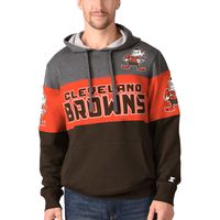 Men's Starter Brown Cleveland Browns Extreme Fireballer Throwback - Pullover Hoodie