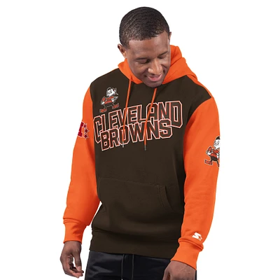 Men's Starter Brown Cleveland Browns Extreme Vintage Logo Pullover Hoodie