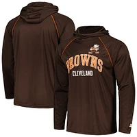 T-shirt à capuche manches longues raglan Starter Brown Cleveland Browns Gridiron Classics pour hommes