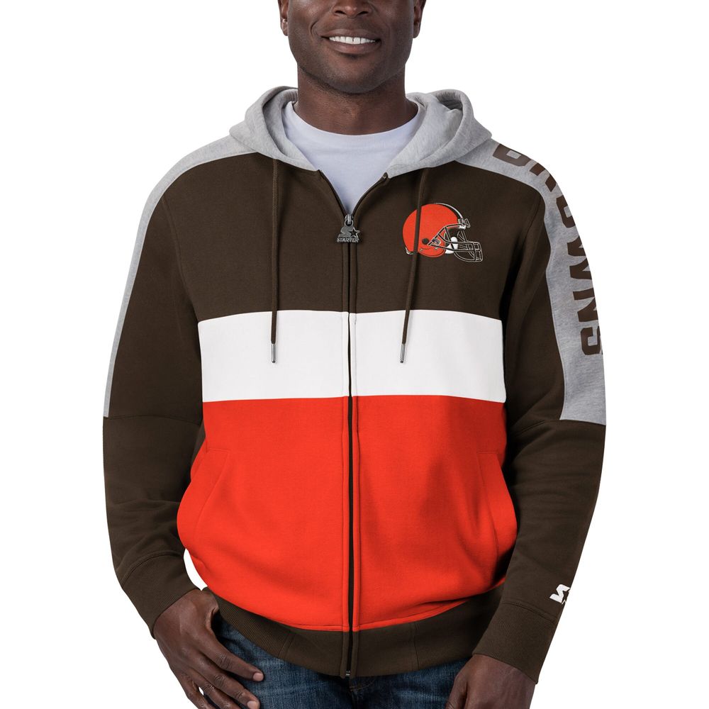 Men's Starter Brown Cleveland Browns Playoff - Hoodie Full-Zip Jacket