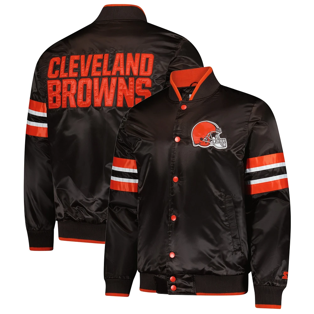 Veste universitaire à boutons-pression Starter Brown Cleveland Browns Scout I pour homme