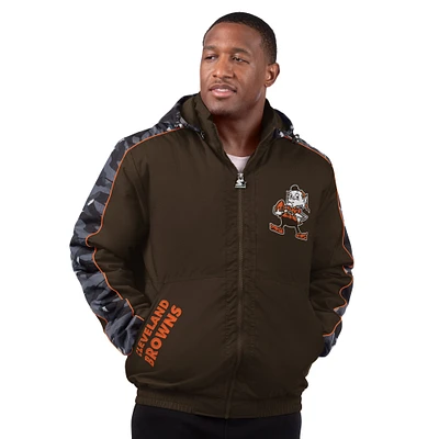 Veste à capuche entièrement zippée Starter Brown Cleveland Browns Thursday Night Gridiron pour homme