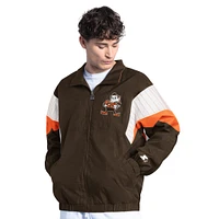 Veste zippée complète avec logo vintage Cleveland Browns Yard Line Starter Brown pour homme
