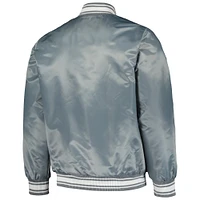 Veste universitaire à bouton-pression en satin pour hommes Starter Heather Charcoal Cleveland Browns Locker Room