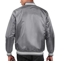 Veste universitaire à bouton-pression en satin pour hommes Starter Heather Charcoal Cleveland Browns Locker Room