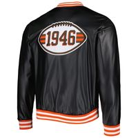 Men's The Wild Collective Black Cleveland Browns Metallic Bomber Full-Snap Jacket