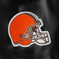 Men's The Wild Collective Black Cleveland Browns Metallic Bomber Full-Snap Jacket