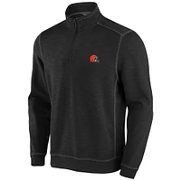 Men's Tommy Bahama Black Cleveland Browns Big & Tall Tobago Bay Half-Zip Sweatshirt