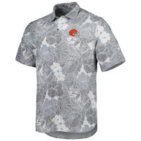 Men's Tommy Bahama Gray Cleveland Browns Coconut Point Playa Floral Camp IslandZone Button-Up Shirt