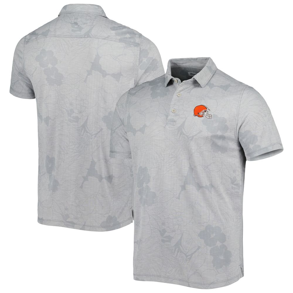 Men's Tommy Bahama Gray Cleveland Browns Miramar Blooms Polo