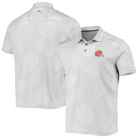 Men's Tommy Bahama Gray Cleveland Browns Palm Coast Delray Frond Allover IslandZone Polo