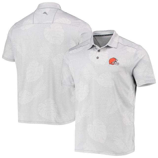 Polo Tommy Bahama gris Cleveland Browns Palm Coast Delray Frond Allover pour hommes IslandZone