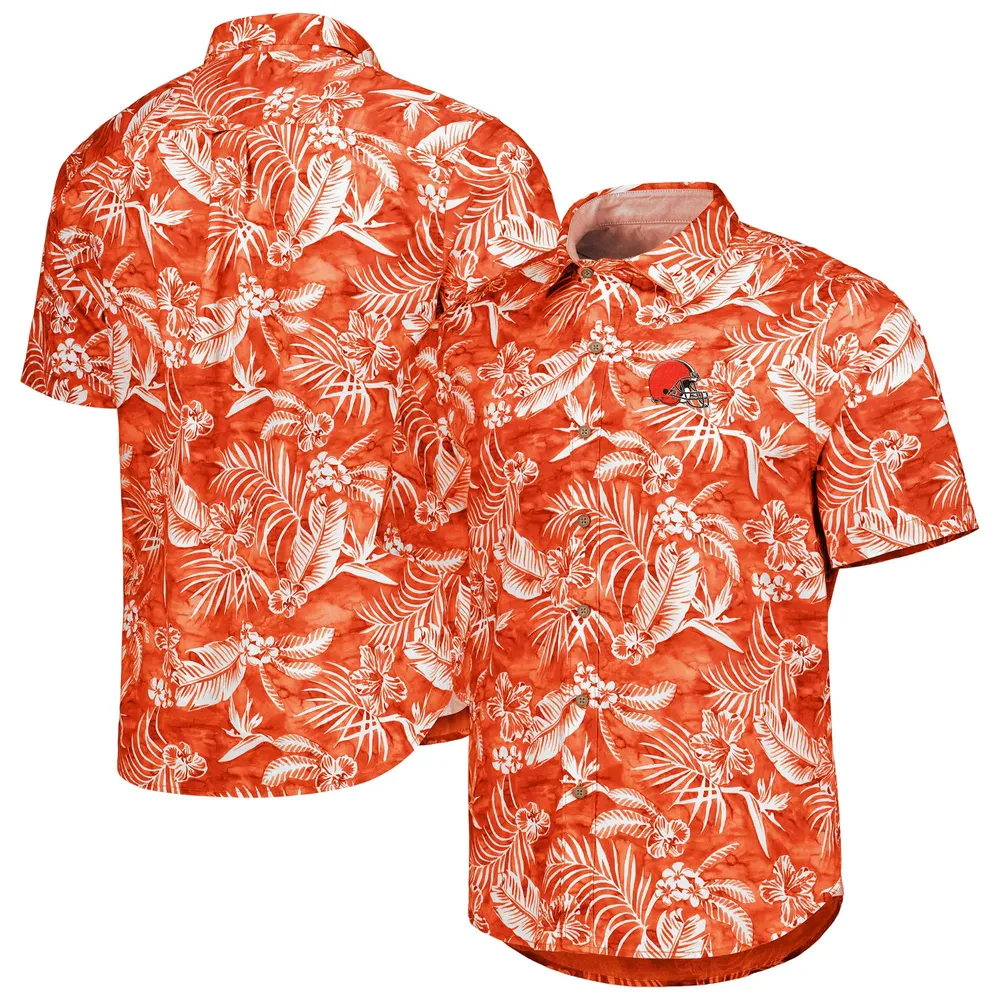 Chemise Tommy Bahama Orange Cleveland Browns Aqua Lush à boutons complets pour homme