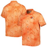 Men's Tommy Bahama Orange Cleveland Browns Coast Luminescent Fronds Camp IslandZone Button-Up Shirt