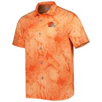 Men's Tommy Bahama Orange Cleveland Browns Coast Luminescent Fronds Camp IslandZone Button-Up Shirt