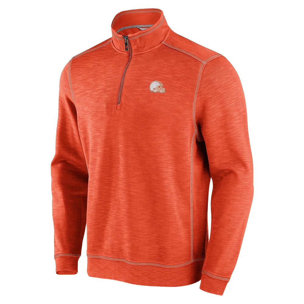 Sweat-shirt à demi-zip Tommy Bahama Orange Cleveland Browns Tobago Bay Tri-Blend pour homme