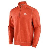 Men's Tommy Bahama Orange Cleveland Browns Tobago Bay Tri-Blend Half-Zip Sweatshirt