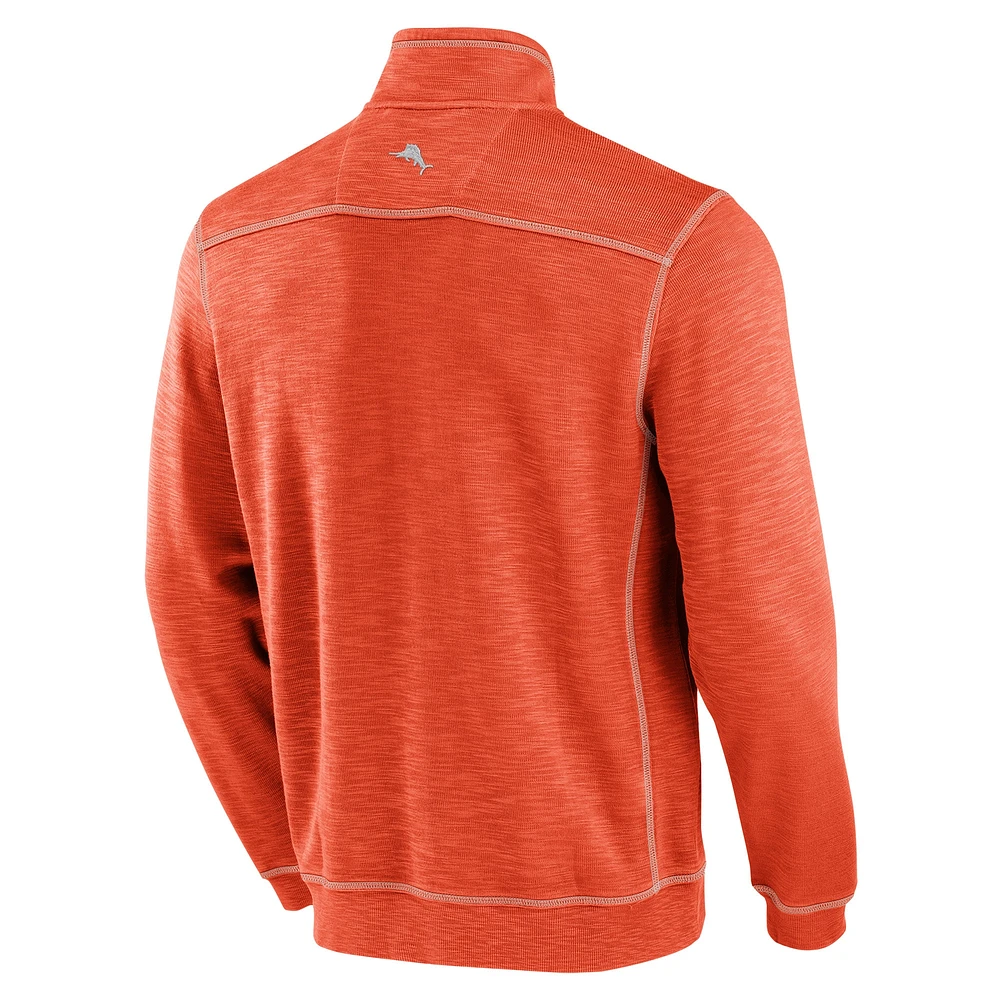 Sweat-shirt à demi-zip Tommy Bahama Orange Cleveland Browns Tobago Bay Tri-Blend pour homme