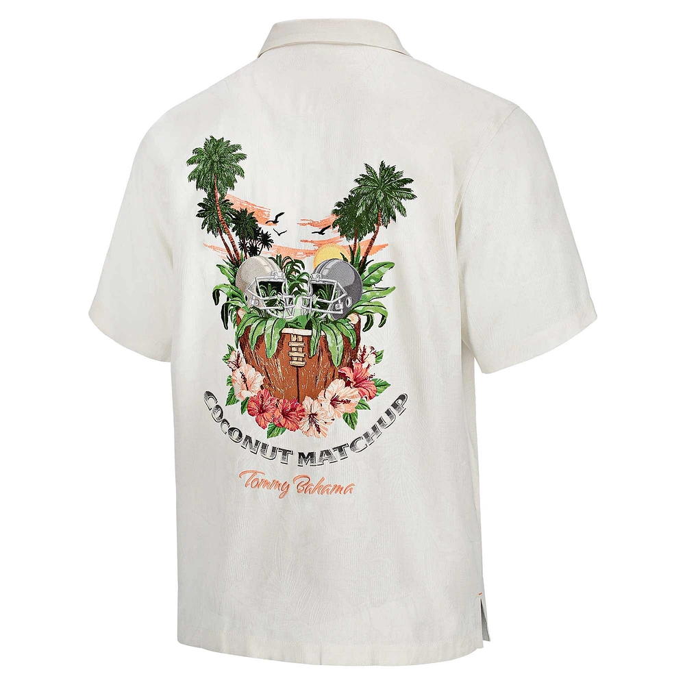 Chemise boutonnée blanche pour homme Tommy Bahama Cleveland Browns Coconut Matchup Camp