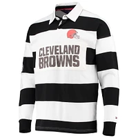 Tommy Hilfiger Polo à manches longues de rugby rayures universitaires Cleveland Browns noir/blanc pour homme