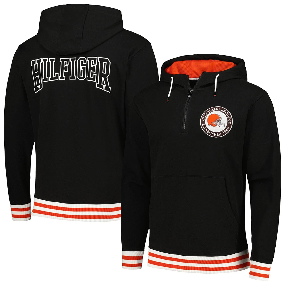 Sweat à capuche quart de zip Tommy Hilfiger pour hommes Cleveland Browns Aaron noir