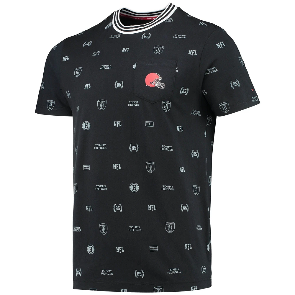 T-shirt Tommy Hilfiger Cleveland Browns Essential à poche pour homme, noir