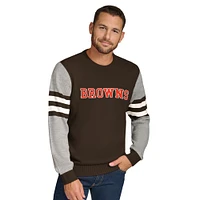 Men's Tommy Hilfiger Brown/Heather Gray Cleveland Browns Acrylic Crewneck Pullover Sweatshirt