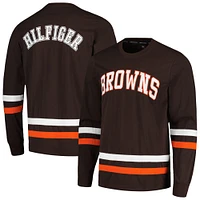 GII BROWNS BROWN ORANGE TOMMY HILFIGER MEN'S NOLAN LONG SLEEVE TEE TEEMENL-S