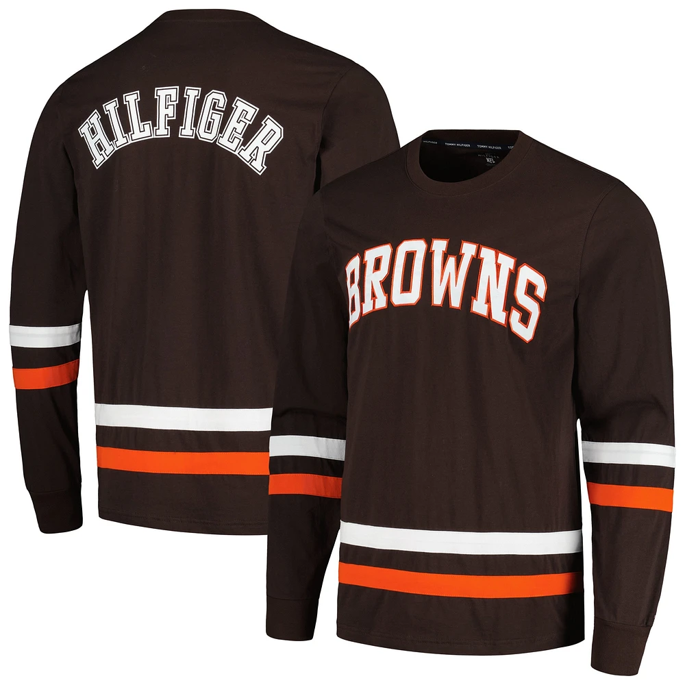 T-shirt à manches longues Tommy Hilfiger marron/orange Cleveland Browns Nolan pour hommes