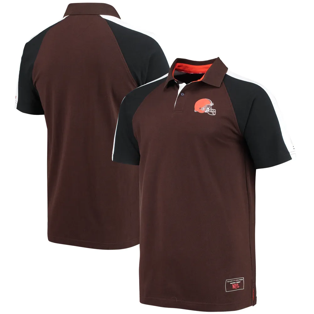 Polo à manches raglan Tommy Hilfiger Cleveland Browns Holden pour homme, marron/blanc