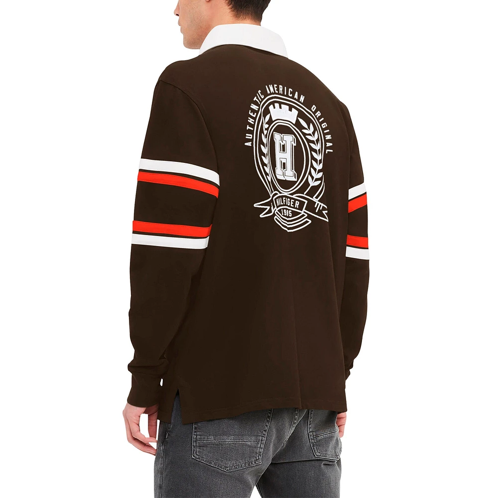 T-shirt à manches longues Tommy Hilfiger Cleveland Browns Cory Varsity Rugby pour hommes