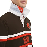 Men's Tommy Hilfiger Brown Cleveland Browns Cory Varsity Rugby Long Sleeve T-Shirt