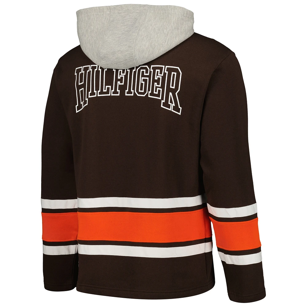 Sweat à capuche Tommy Hilfiger marron Cleveland Browns Ivan Fashion pour hommes