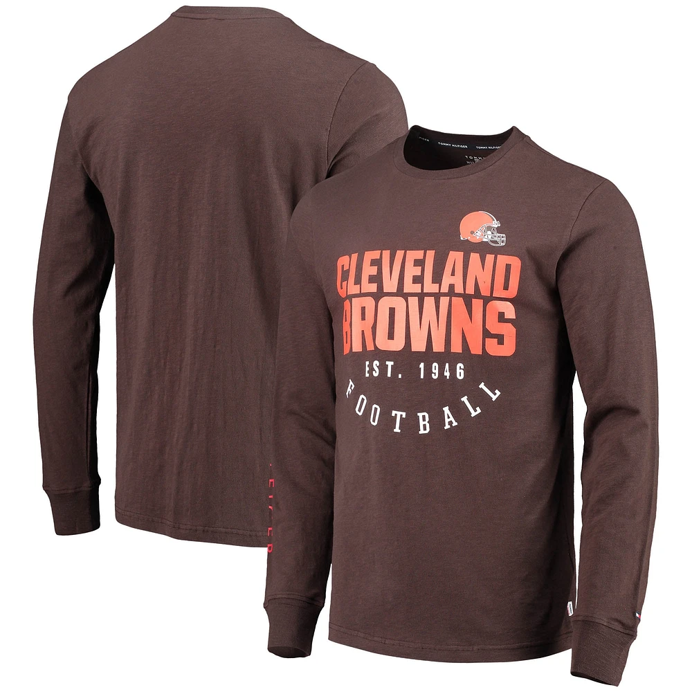 T-shirt à manches longues Tommy Hilfiger Brown Cleveland Browns pour homme