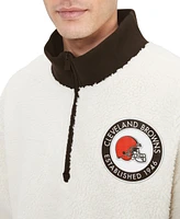 Sweat-shirt crème Tommy Hilfiger Cleveland Browns Jordan Sherpa à quart de zip pour hommes