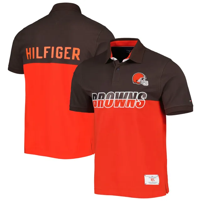 Tommy Hilfiger Men's Black, White Cleveland Browns Varsity Stripe Rugby Long  Sleeve Polo Shirt