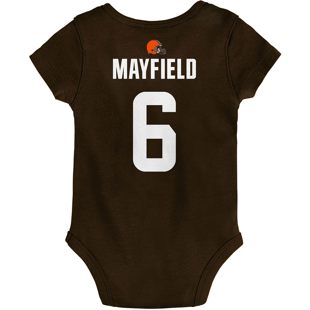 Body Baker Mayfield Brown Cleveland Browns Mainliner pour nouveau-né et nourrisson avec nom numéro