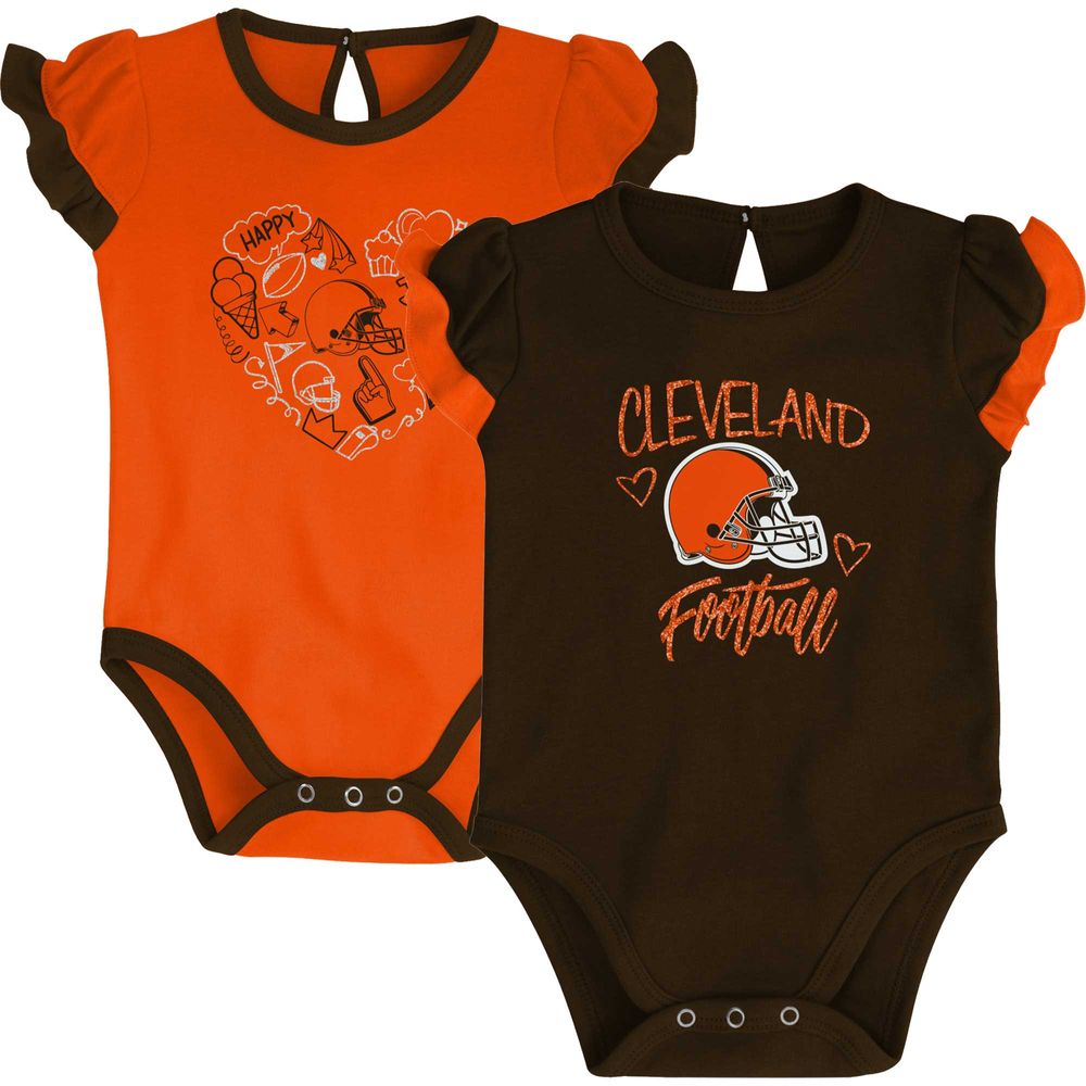 Newborn & Infant Brown/Orange Cleveland Browns Too Much Love Two-Piece Bodysuit Set